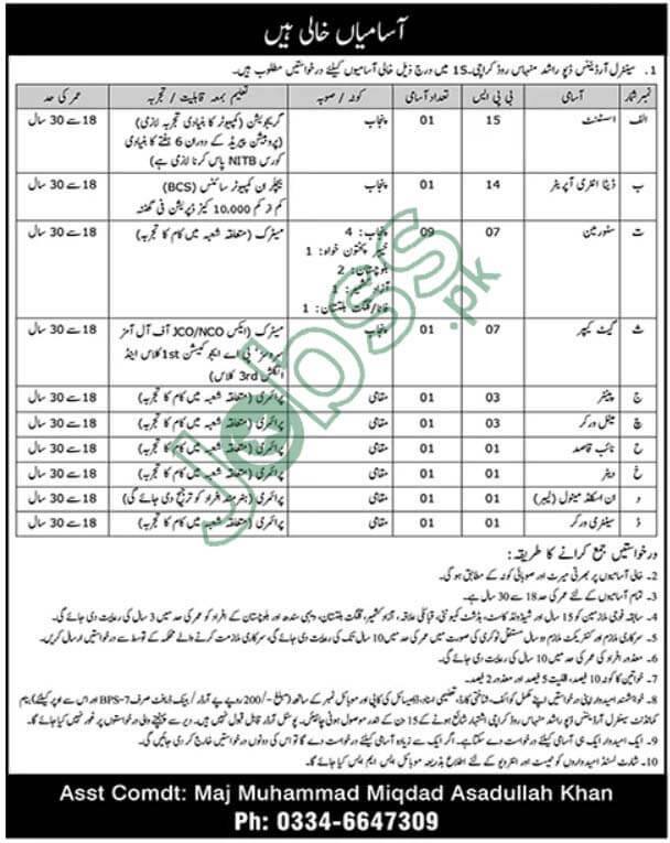 Central Ordnance Depot COD Karachi Jobs 2023