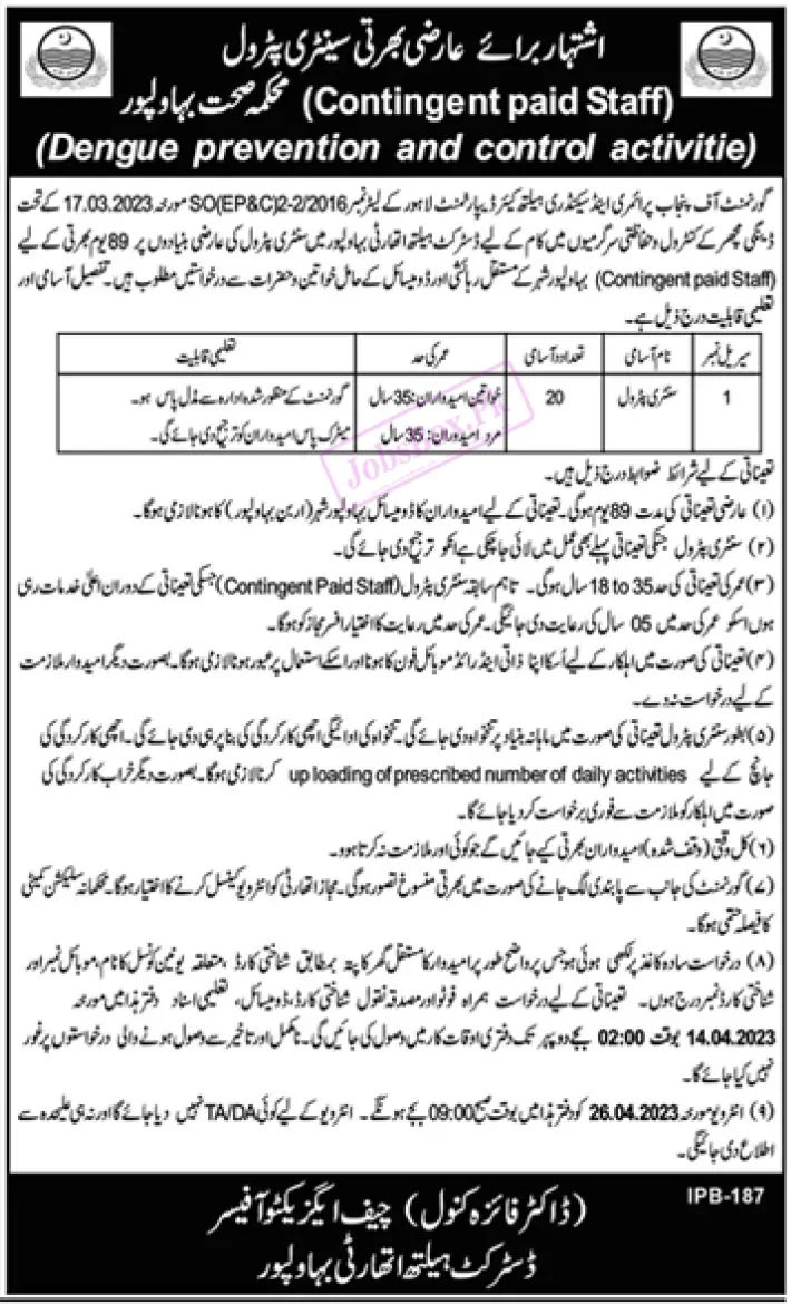 District Health Authority Jobs 2023 - Jobs in Bahawalpur