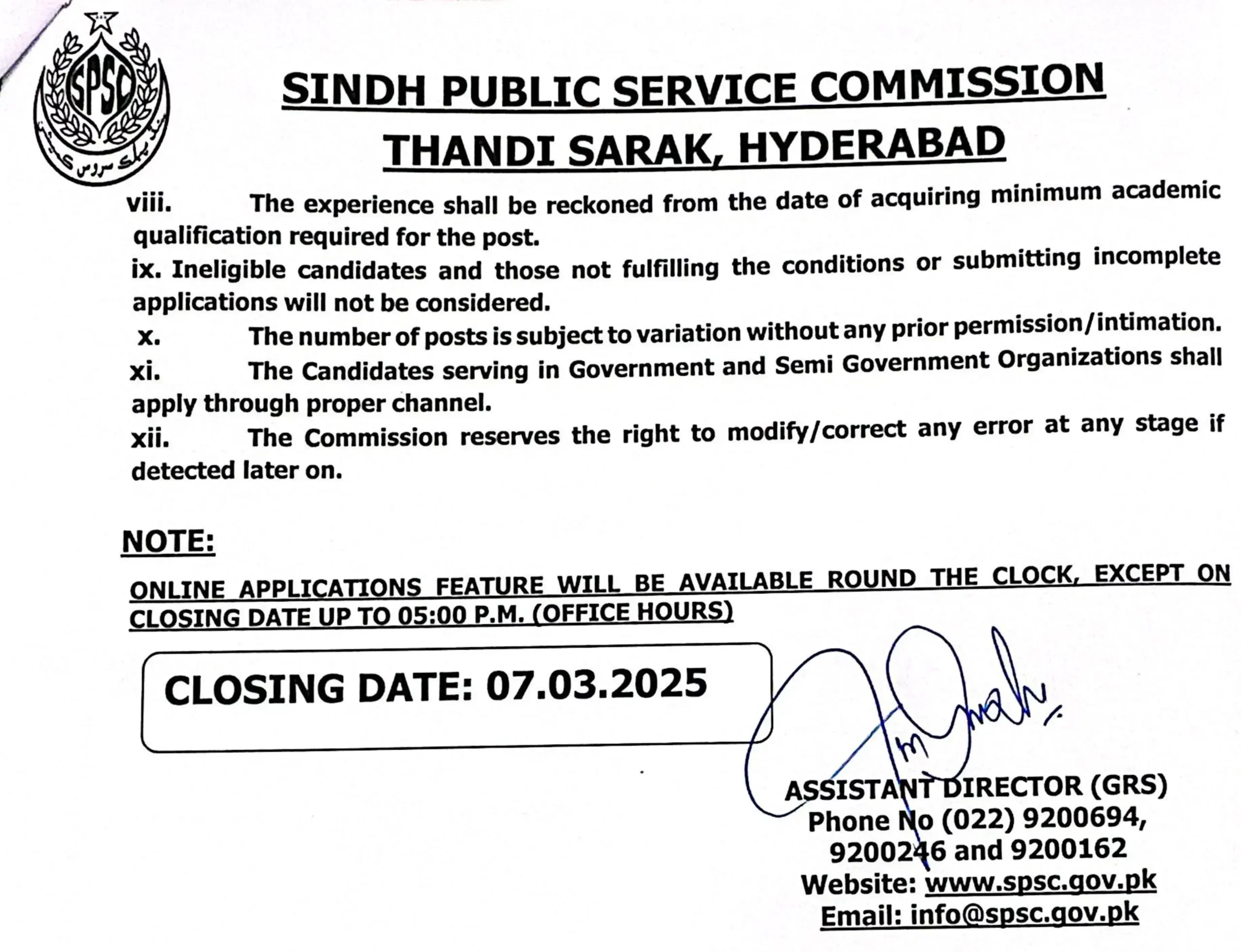 Sindh Public Service Commission SPSC Jobs Advertisement 2025