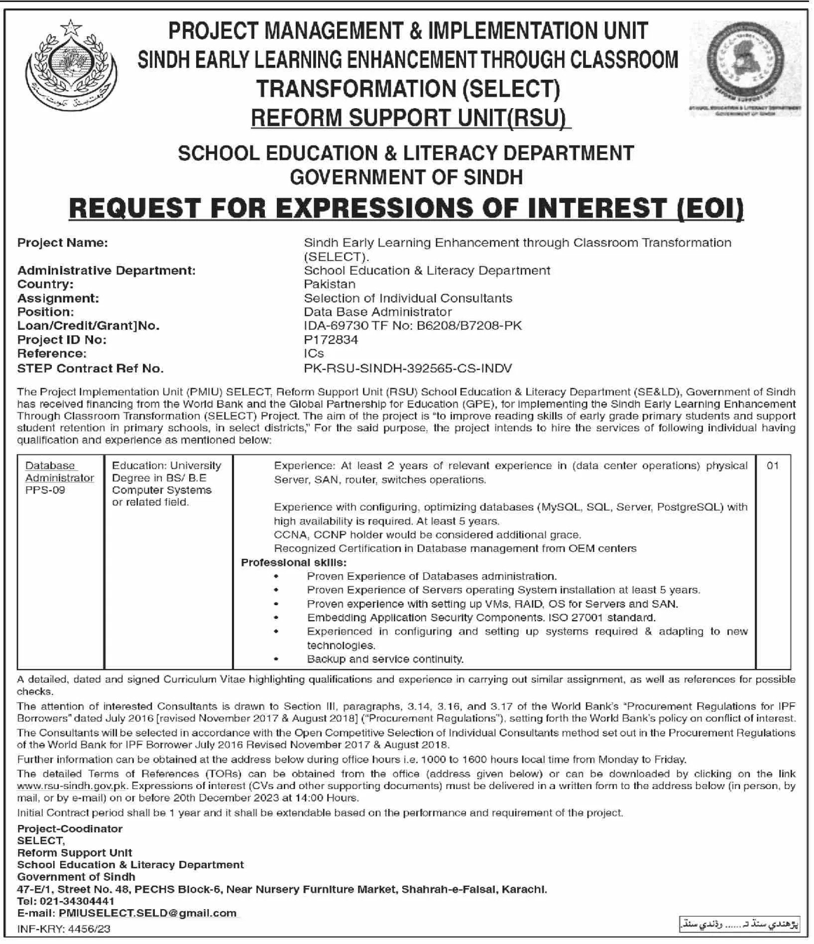 Latest Govt Jobs in Sindh School Education & Literacy Department 2023