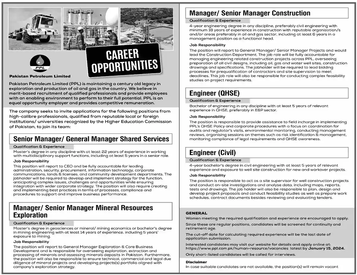 PPL Jobs Advertisement 2024