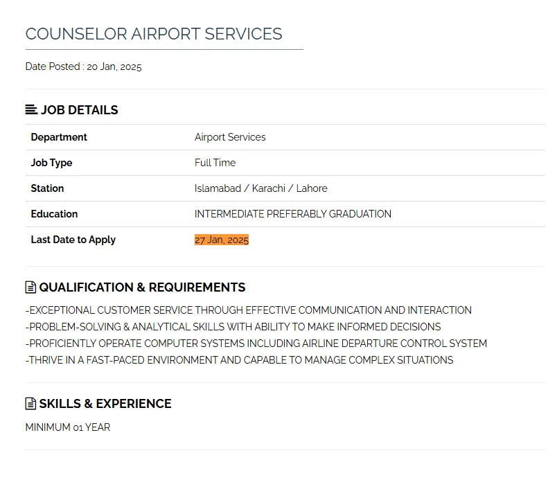 AirSial Jobs Advertisement 2025 Last Date