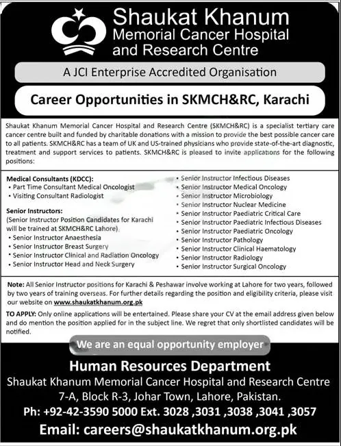 Shaukat Khanum Hospital Jobs 2024 Application Form | www.shaukatkhanum.org.pk Online Apply