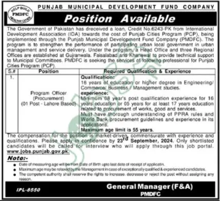 PMDFC Punjab Jobs Advertisement 2024 (1)