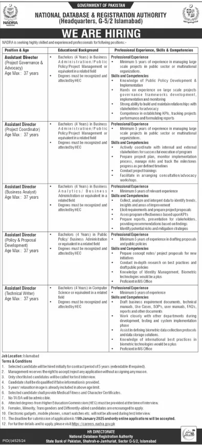 NADRA Jobs 2025 Apply Online at www.nadra.gov.pk