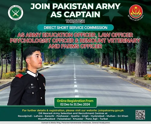 Join Pak Army as Captain DSSC Online Registration Latest Advertisement