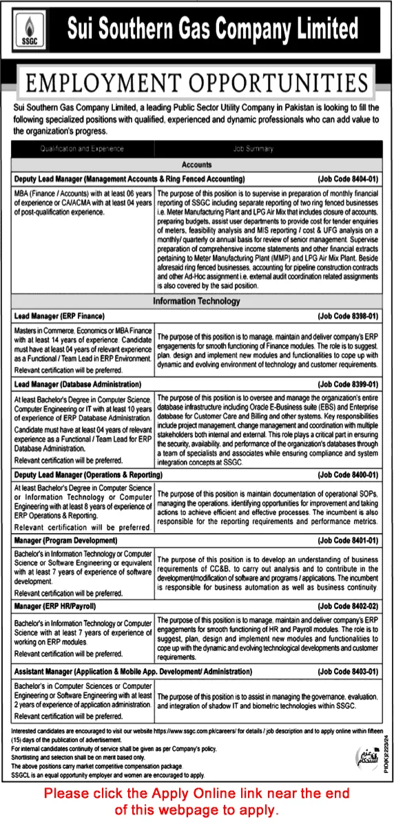 SSGC Jobs 2025 Sui Southern Gas Company Latest Advertisement (1)